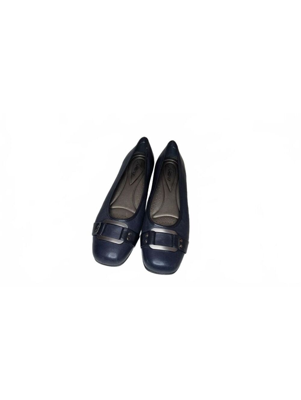 Trotters Sizzle Navy Blue Ballet Flats with Metal Buckle 8.5 Narrow - Picture 2 of 6